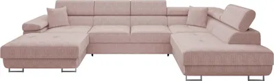 Produktbild von MIRJAN24 Wohnlandschaft Torezio Bis Cord, Stilvoll Eckcouch mit Bettkasten und Schlaffunktion, Einstellbare Kopfstützen, 346x203x70-90 cm (Farbe: Poso 52, Seite: Rechts)