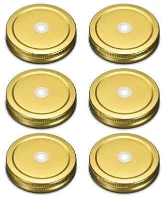 Productafbeelding van Glazen potdeksels - 6 stuks - Sluitingen voor inmaakpotten - 70 mm - Witmetaal - Goud