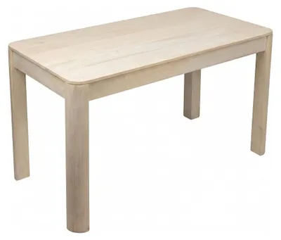 Esstisch Mango Massivholz White Wash in Gesamtansicht mit rechteckiger Tischplatte und massiven Holzbeinen.