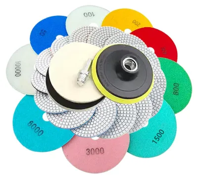 Diamantpolierpads 5 Zoll, 12-tlg. Set, Körnung 50–10.000, für Stein
