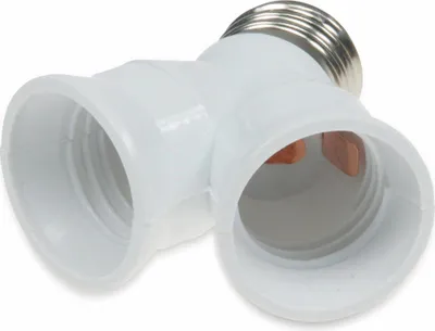 Image de ChiliTec Douille E27 Duo, adaptateur en Y, plastique sur 2x douilles à vis E27
