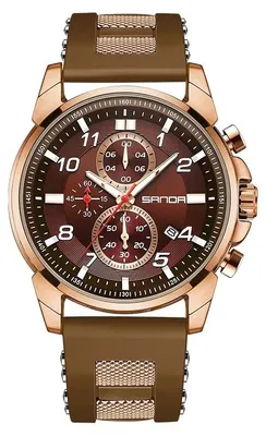 Image de Montre homme SANDA CK-41818 marron et dorée avec date KP41818