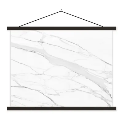 Produktbild von MuchoWow® Textilposter Marmor - Weiß - Linie - Muster - Luxus - Marmoroptik 150x113 cm mit schwarzem Rahmen - Wohnzimmer