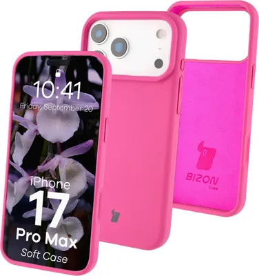 Produktbild von Silikon Handyhülle für iPhone 17 Pro Max, Bizon Soft Case, Dunkelpink