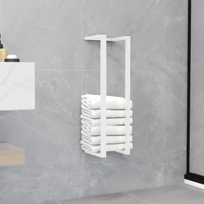 Immagine prodotto di The Living Store Portasciugamani bianco 12,5x12,5x60 cm in acciaio
