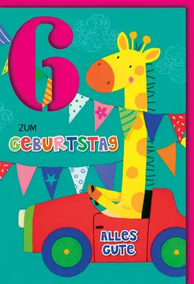 Produktbild von 6. Geburtstag - Glückwunschkarte im Format 11,5 x 17 cm - Giraffe im A