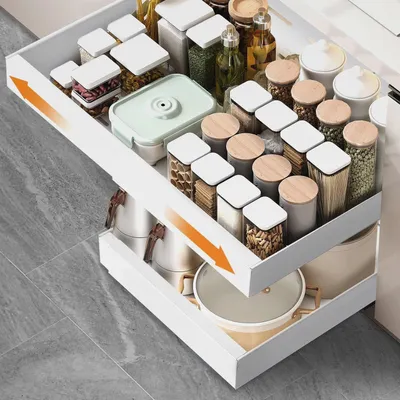 Produktbild von Teleskopschublade, Ausziehbare Schublade KüChe,KüChenschrank Organizer für KüChenschräNke, Schubladen Organizer,Kein Bohren und Nageln Erforderlich KüChenschublade