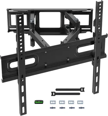 Image de Support mural inclinable - Double bras ultra-résistant, entièrement mobile, pour téléviseurs plats et incurvés de 32 à 70 pouces - Capacité de charge jusqu'à 50 kg