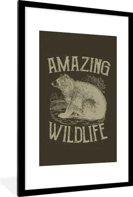 Produktbild von MuchoWow® MuchoWow® Gerahmtes Poster Jahrgang - Bär - Natur 60x90 cm - Poster mit zchwarzem Bilderrahmen - Dekoration - Wandposter Wohnzimmer - Hochwertig