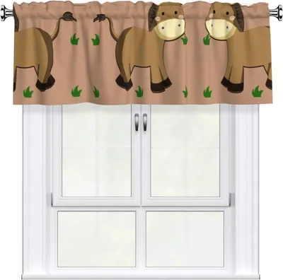 Produktbild von Verdunkelungsvorhänge mit Eselmotiv und wärmeisolierende Vorhänge im kurzen Stil für Küche, Wohnzimmer und Badezimmer, 137,2 x 45,7 cm