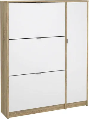 Produktbild von Schuhschrank mit vier–ffnungen und doppelter Tiefe, Eichenfarbe, 98,8 x 123,6 x 24,05 cm