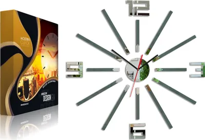 Produktbild von ModernClock, wanduhr, Uhr, Glamour Grau 65cm, Stilvoll, Wanduhr DIY, große wanduhren