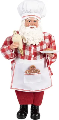 Produktbild von Clayre & Eef Weihnachtsdekorationsfigur Weihnachtsmann 22x19x45 cm Rot Textil