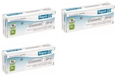 Immagine prodotto di Graffette Rapid SP19/6 mm, zincate, 3 confezioni da 5000 pezzi