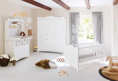 Produktbild von Kinderzimmer 'Florentina' breit groß, inkl. breitem Regalaufsatz