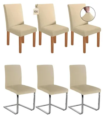Produktbild von Stretch Stuhlhussen für Schwingstühle, abnehmbar, waschbar, 6er Set, Beige