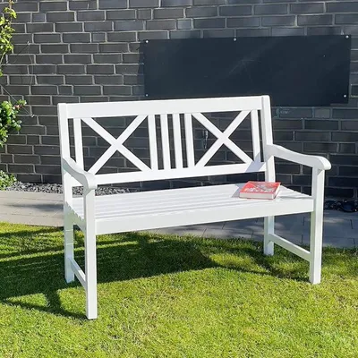 Imagen del producto de Banco de jardín Silecomplaza, banco de madera, blanco, banco para sentarse, para 2 personas