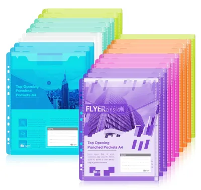 Zdjęcie produktu dla Solidchoice - Zestaw 20 plastikowych segregatorów formatu A4 w 7 kolorach