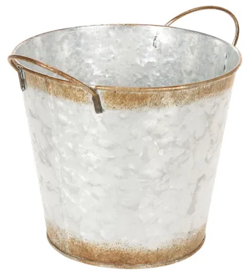 Produktbild von Dekotopf Pflanzeimer Metallgefäß Silbern Rost Ø17cm H16,5cm