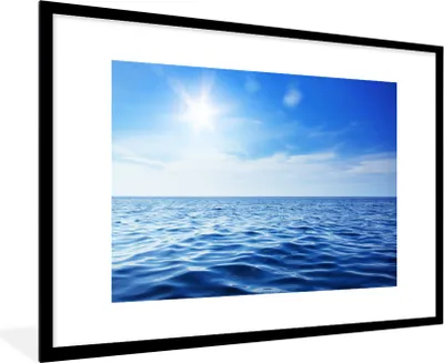 Produktbild von MuchoWow® MuchoWow® Gerahmtes Poster Meer - Sonne - Himmel 90x60 cm - Poster mit zchwarzem Bilderrahmen - Wanddekoration - Fotos
