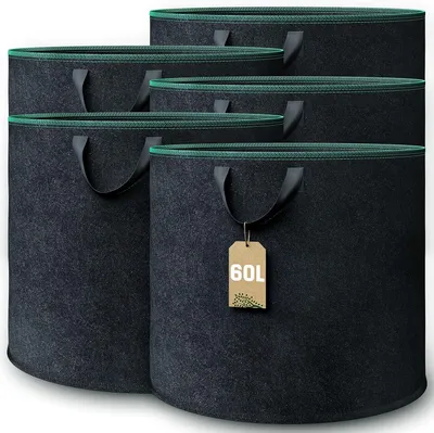 Produktbild von GardenGloss® Pflanzsack (5 Stück) - 60L Pflanztasche aus Vliesstoff - Pflanzentasche für Kartoffeln, Tomaten und Erdbeeren - Farbe Schwarz