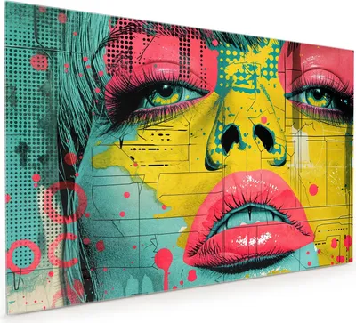Produktbild von Küchenrückwand Spritzschutz Glas mit Motiv Portrait Pop Art 40 x 40 cm