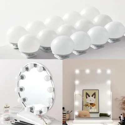 Image de Lampe LED pour chambre à coucher - Intensité réglable - Style Hollywood - 3 couleurs - 10 LED