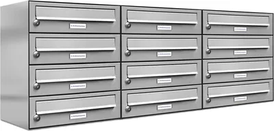 Produktbild von 12er Edelstahl Briefkasten Anlage 12 Fach Wandbriefkasten Postkasten