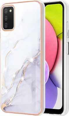 Produktbild von Galaxy A03S Hülle, Ultra Dünn Marmor Handyhülle Anti-Shock Soft TPU Bumper Schutzhülle für Samsung Galaxy A03S Weiß