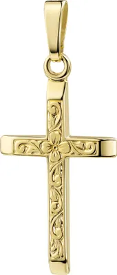 Produktbild von Kreuz Anhänger Gold 333 mit filigranem Blumenornament