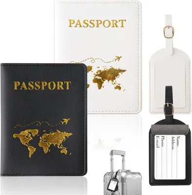 Zdjęcie produktu dla Etui na paszport zestaw 2 sztuki, czarny, do podróży, ochrona dokumentów