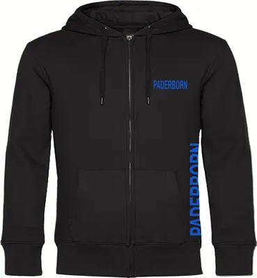 Produktbild von multifanshop Kapuzen Sweatshirt Jacke - Paderborn - Brust & Seite, schwarz, Größe XXL