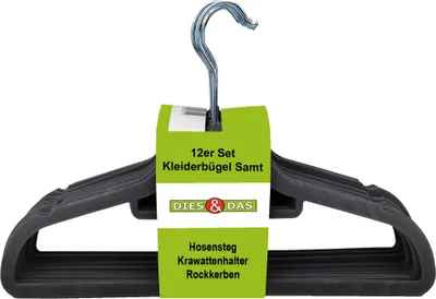 Produktbild von 12 Kleiderbügel mit Krawattenhalter / Rockkerben / Hosensteg samt beflockt grau