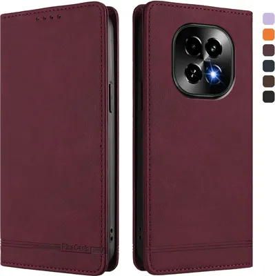 Obrázek produktu pro Pouzdro pro Realme C63 5G, retroPolyuretankožené flip pouzdro s stojánkem a přihrádkami na karty Červený