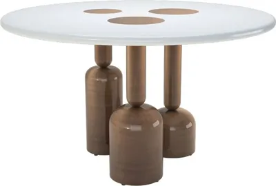Produktbild von Casa Padrino Luxus Esstisch Weiß / Bronze Ø 150 cm - Luxus Hotel & Restaurant Möbel
