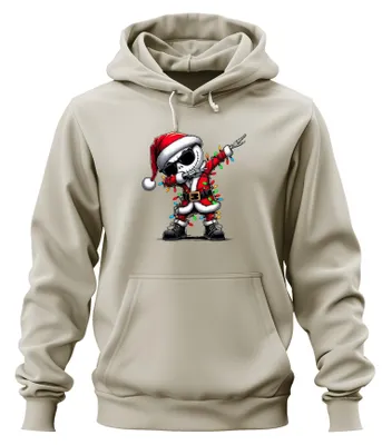 Produktbild von Dabbing Skelett Jack Skellington Weihnachtsmann Hoodie Kapuzenpullover, Natur, S
