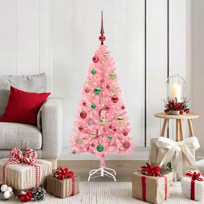 Zdjęcie produktu dla Maison Exclusive – choinka bożonarodzeniowa z 150 diodami LED i stojakiem, różowa, 120 cm, PVC