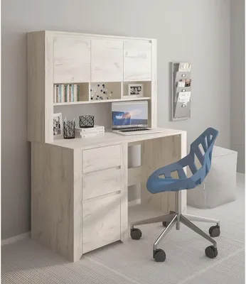 Produktbild von Schreibtisch mit Aufsatzschrank in Craft Eiche weiß
