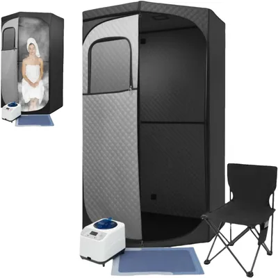 Produktbild von Tragbares Sauna-Zelt, Leistungsaufnahme 1350W, Timer 5-60 Min, Heizstufen 9, Wassertankkapazität 3L, Digitalanzeige