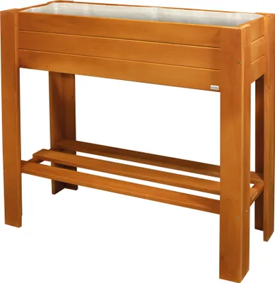 Produktbild von WAGNER GrowFAMILY Hochbeet GrowBOX Light - 70 x 83 x 34,5 cm, Massivholz, kastanie, Regalboden & Pflanztasche - 25028001
