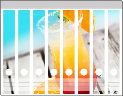 Produktbild von Wallario Ordnerrücken Sticker, selbstklebend für schmale Ordner, 8 Stück, Motiv Bunter Cocktail am Pool