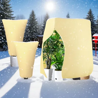 Image de Protection hivernale pour plantes, lot de 3, protection contre le gel pour plantes, housses réutilisables et résistantes au gel avec fermeture éclair et cordon de serrage, 120 x 80 cm (x 2), 120 x 180 cm (x 1)