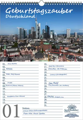 Produktbild von Geburtstagsplaner Geburtstagskalender Deutschlandzauber DIN A3 Kalender Städte Deutschland - Seelenzauber