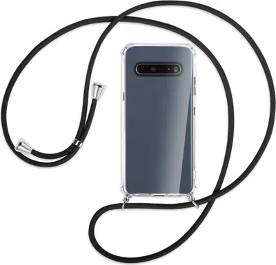 Produktbild von Handykette Backcover-Schutzhülle mit Band (Metall silberfarben) für LG V60 ThinQ - schwarz