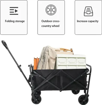 Produktbild von Faltwagen, große Kapazität, Geländereifen, schwarz