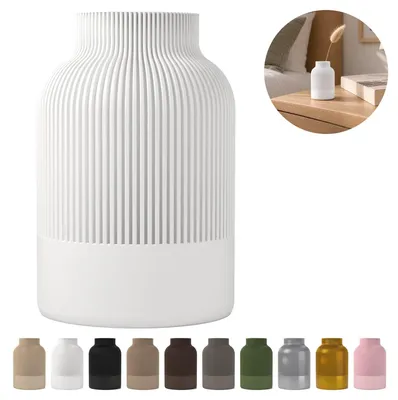 Image de Vase décoratif Japandi 9,6 cm, strié en PLA – Blanc
