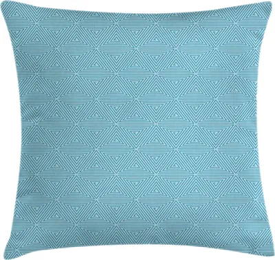 Produktbild von ABAKUHAUS Geometrisch Kissenbezug, Retro Style Triangles Gebildet von Zick-Zack-Linien in wiederholendes Muster, 45 x 45 cm, Pale Himmelblau Hellblau