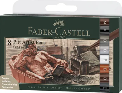 Zdjęcie produktu dla Faber-Castell 167172, 8 kol., Czarny, Brązowy, Szary, Pomarańczowy, Biały, Wielobarwny, Okrągły, Plastik, Dorośli i dzieci