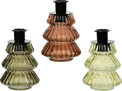 Produktbild von Decoris Kerzenhalter Glas Mehrfarbig Sortiert 12cm (1 Stück)