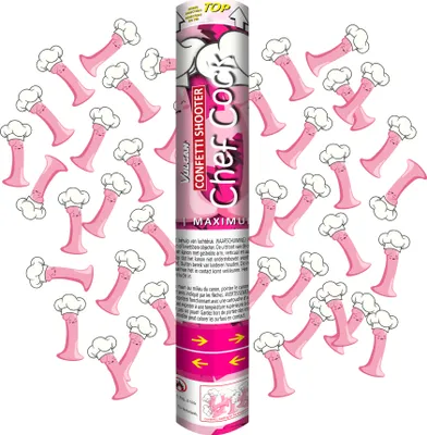 Image de Vulcan Chef Cock Confetti Shooter - Set de 3 - Bandes de papier multicolores - Distance de tir 5-8 m - Party-Time